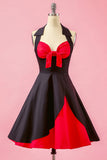 Negro cuello en V vestido de fiesta de oscilación