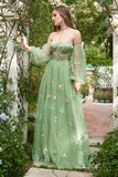 Verde Fuera del Hombro Vestido de Fiesta