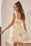 Lindo A Line Sweetheart Grey Blue Short Homecoming Dress con bordado