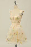 A Línea Vestido de Cóctel Champán Escote Corazón