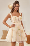 Lindo A Line Sweetheart Grey Blue Short Homecoming Dress con bordado