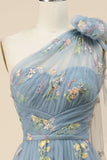 Púrpura Vestido de Fiesta Con Bordados