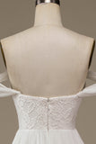 Vestido de novia asimétrico de gasa boho marfil con encaje