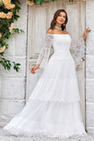 Marfil Mangas Largas Vestido de Novia