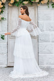 Marfil Mangas Largas Vestido de Novia