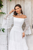 Marfil Mangas Largas Vestido de Novia