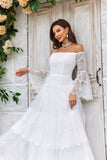 Marfil Mangas Largas Vestido de Novia