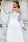 Marfil Mangas Largas Vestido de Novia