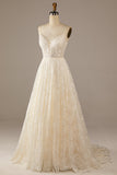 Vestido de novia de encaje de albaricoque brillante