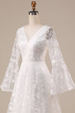 Mangas Largas Encaje Marfil A-Línea Vestido de Novia