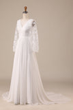 Marfil Boho Vestido de Novia Con Encaje