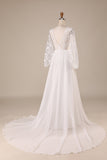 Marfil Boho Vestido de Novia Con Encaje