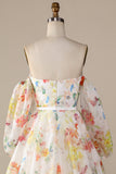 Ivory floral A-Line Sweep Train Vestido de novia con mangas