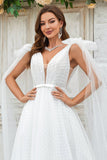 Marfil Tul Vestido de Novia Cuello en V