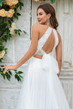 Marfil Sin Espalda Tul Vestido de Novia Con Encaje