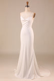 Simple Sirena Marfil Boho Vestido de novia largo