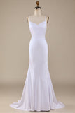 Sirena blanca con cordones en la espalda Sweep Train Vestido de novia