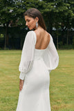 Vestido de novia boho sin espalda de sirena marfil simple