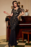Lentejuelas Verde Oscuro 1920s Vestido Largo