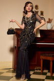 Lentejuelas Verde Oscuro 1920s Vestido Largo