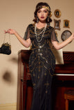 Lentejuelas Verde Oscuro 1920s Vestido Largo