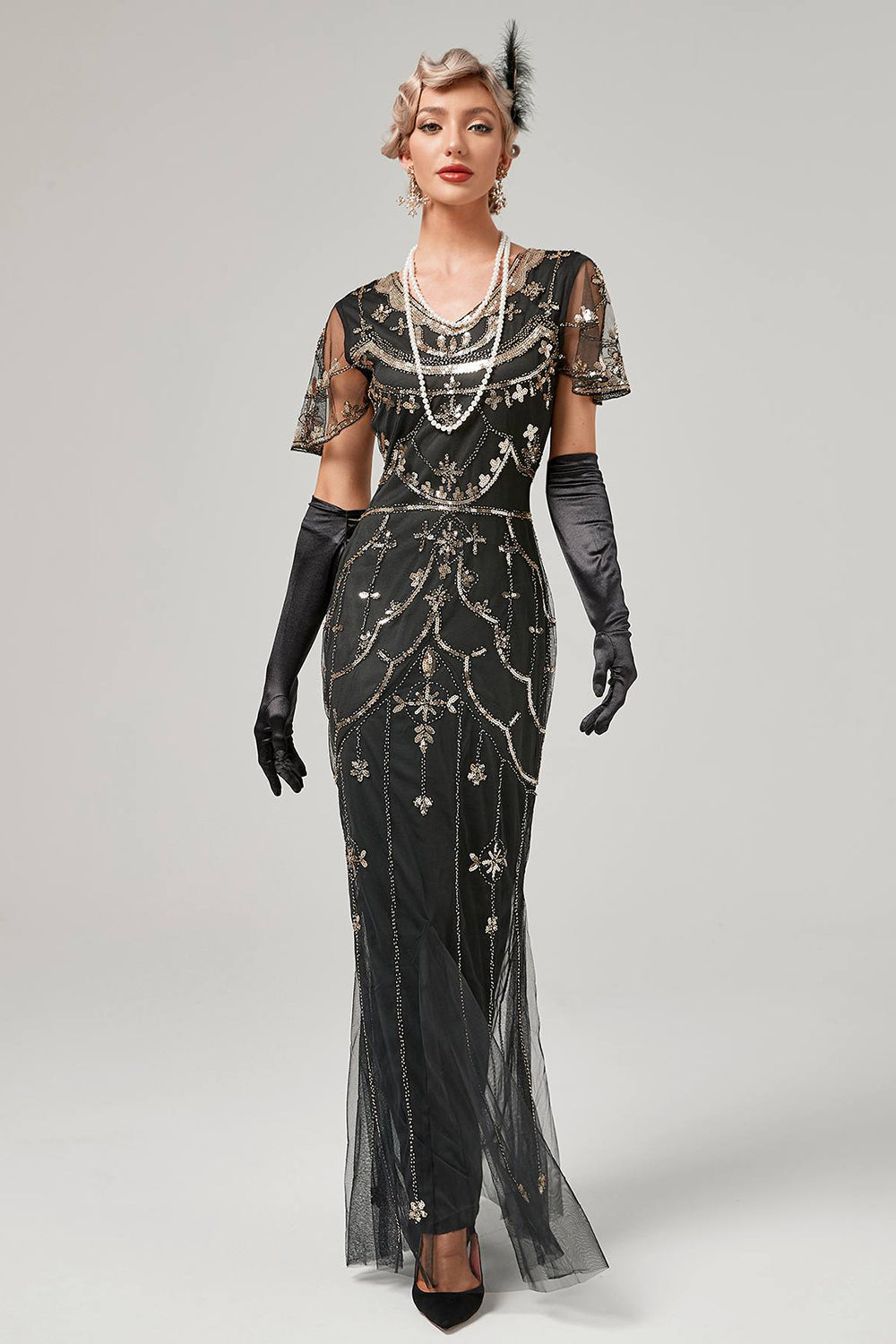 Lentejuelas Rojo Vestido Largo 1920s