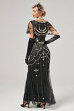 Lentejuelas Marfil 1920s Vestido Largo