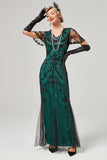 Lentejuelas Marfil 1920s Vestido Largo