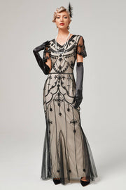 Lentejuelas Marfil 1920s Vestido Largo