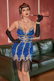 Azul Gatsby 1920s Vestido con flecos