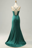 Tirantes de Espagueti Sirena Vestido de Fiesta Verde Escuro