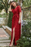 Vestido de Dama de Honor Rojo Cuello en V