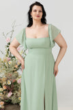 Off the Shoulder Plus size Vestido de dama de honor con hendidura