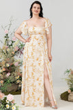 Off the Shoulder Plus size Vestido de dama de honor con hendidura