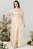 Off the Shoulder Plus size Vestido de dama de honor con hendidura