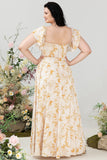 Off the Shoulder Plus size Vestido de dama de honor con hendidura