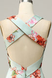 A Línea Halter Cobre Vestido de Dama de Honor