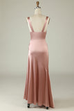 Vestido de Dama de Honor Asimétrico Rosa
