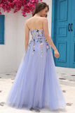 Lavenda A Línea Escote Corazón Vestido de Fiesta con Apliques
