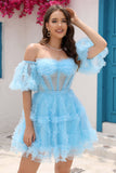 Lindo vestido de bienvenida de tul rosa de una línea del hombro
