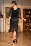 Verde Oscuro Cuello en V 1920s Vestido