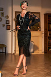 Verde Oscuro Cuello en V 1920s Vestido