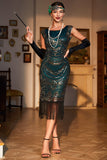 1920s Vestido Flecos Verde Oscuro