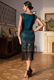 1920s Vestido Flecos Verde Oscuro