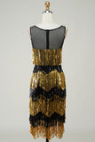 Vestido con solapa Golden Fringes con lentejuelas