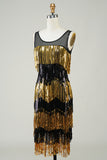 Vestido con solapa Golden Fringes con lentejuelas