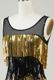 Vestido con solapa Golden Fringes con lentejuelas