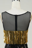Vestido con solapa Golden Fringes con lentejuelas