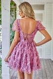 Lindo vestido floral de flores rojas marfil con volantes