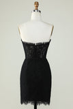 Vestido Negro de Cóctel Sin Tirantes